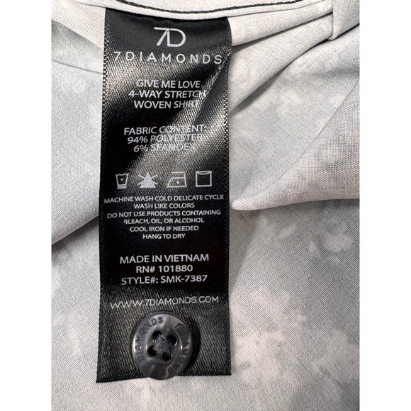 7DIAMONDS "Give Me Love" Mens XL Short Sleeve 4 Way Stretch Shirt Black - Picture 5 of 5